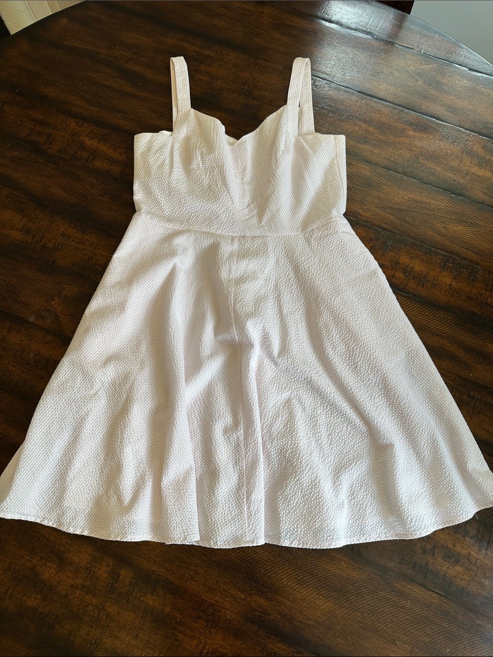 Ann Taylor Light Pink and White Seersucker A-Line Dress WITH pockets!